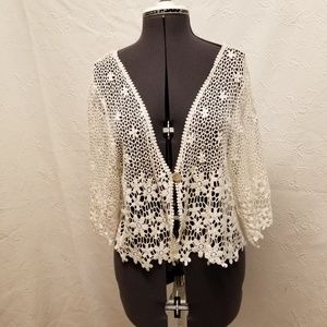 Lacy white cropped sweater